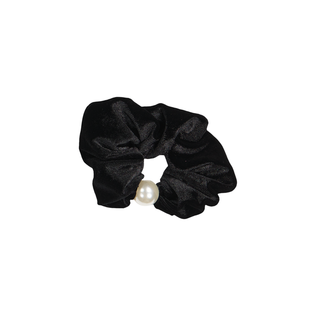 pony scrunchie velvet pearl ball wide