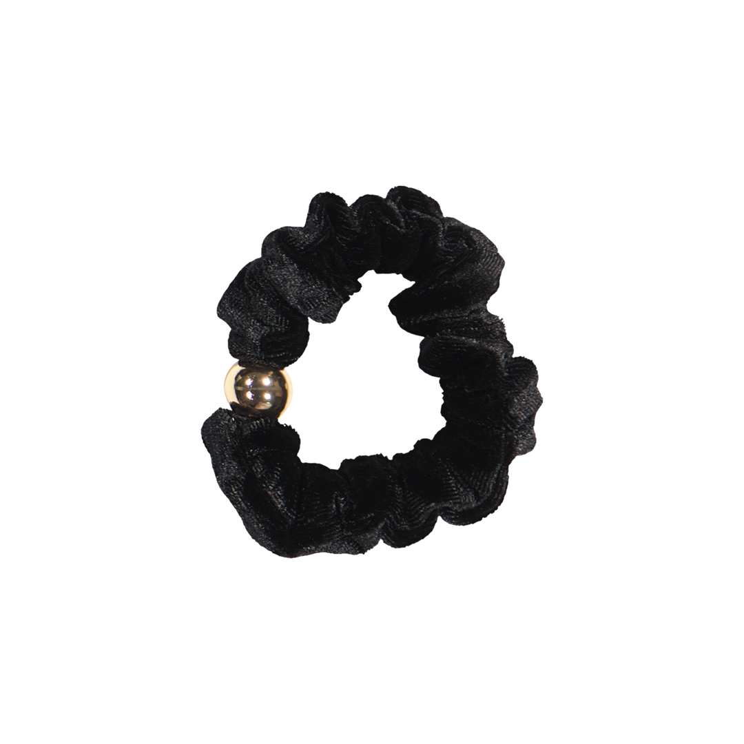 pony scrunchie gold pearl ball narrow