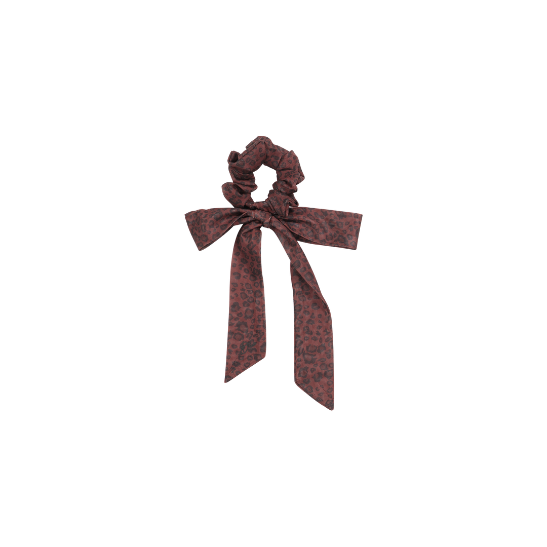 pony scrunchie mesh leopard bow