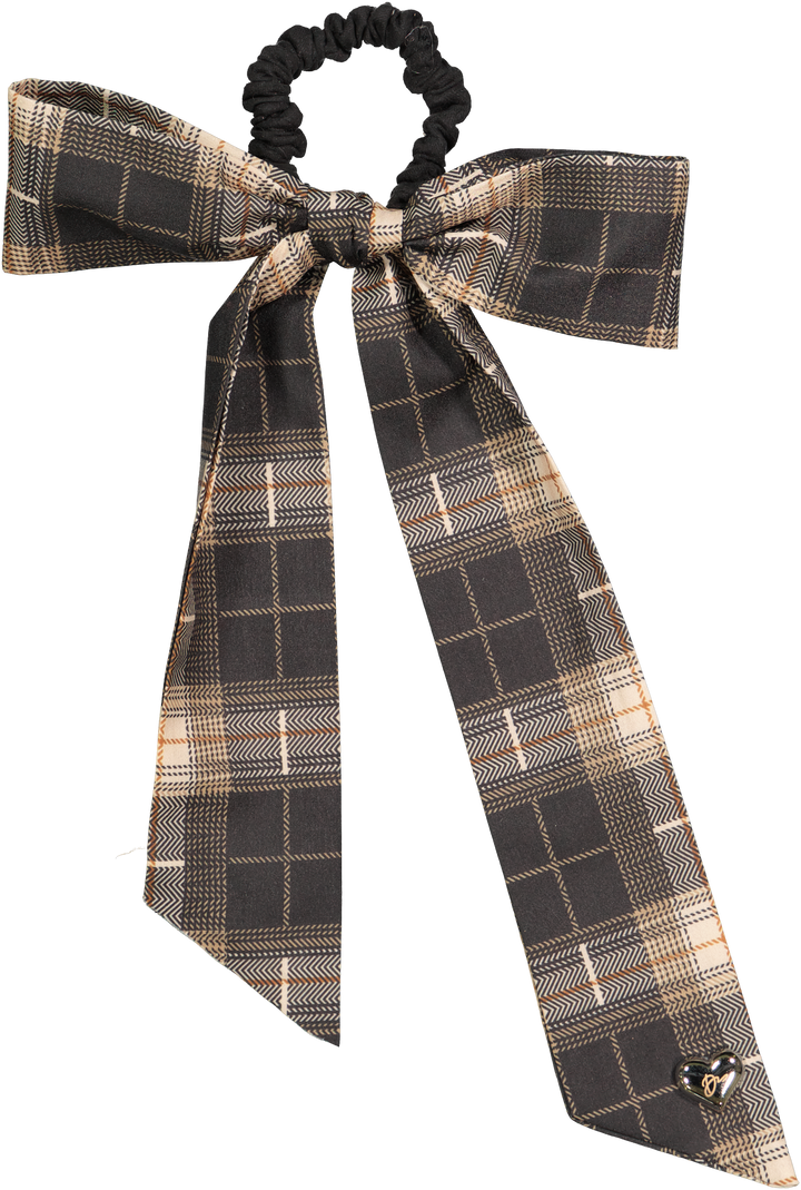 pony scrunchie plaid silk scarf bow