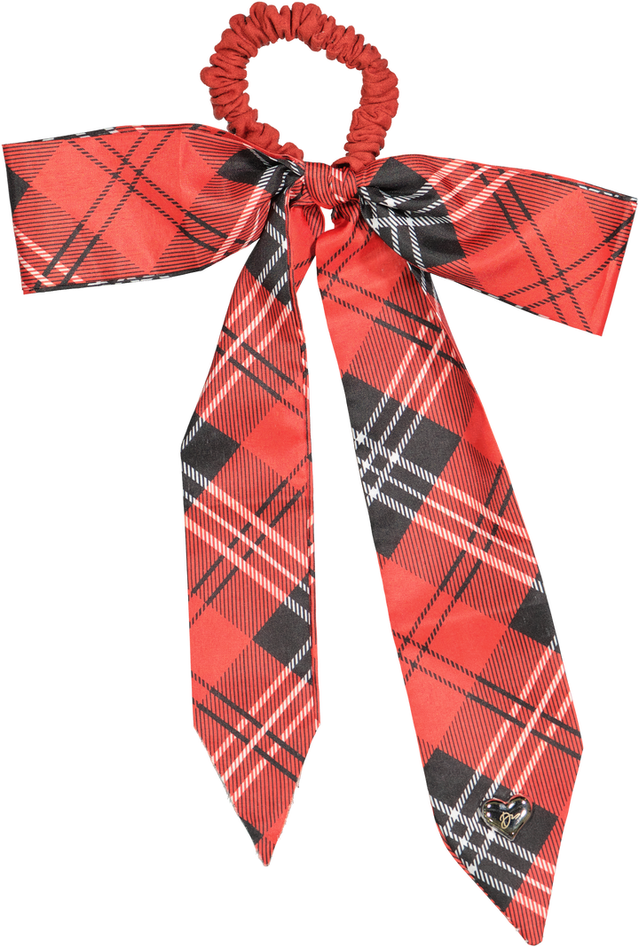 pony scrunchie plaid silk scarf bow