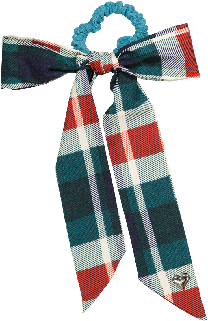 pony scrunchie plaid silk scarf bow