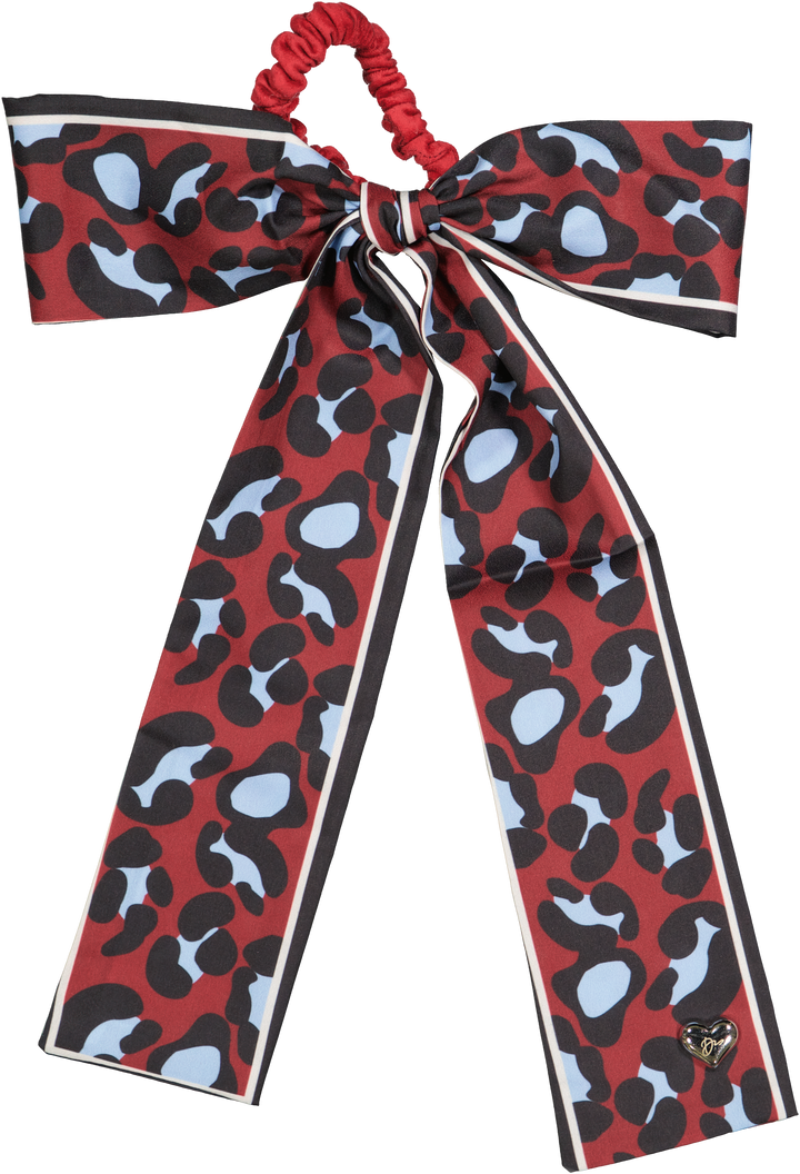 pony scrunchie leopard silk scarf bow