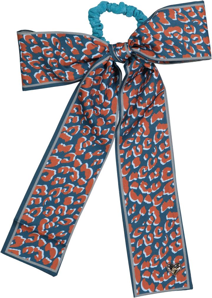 pony scrunchie leopard silk scarf bow