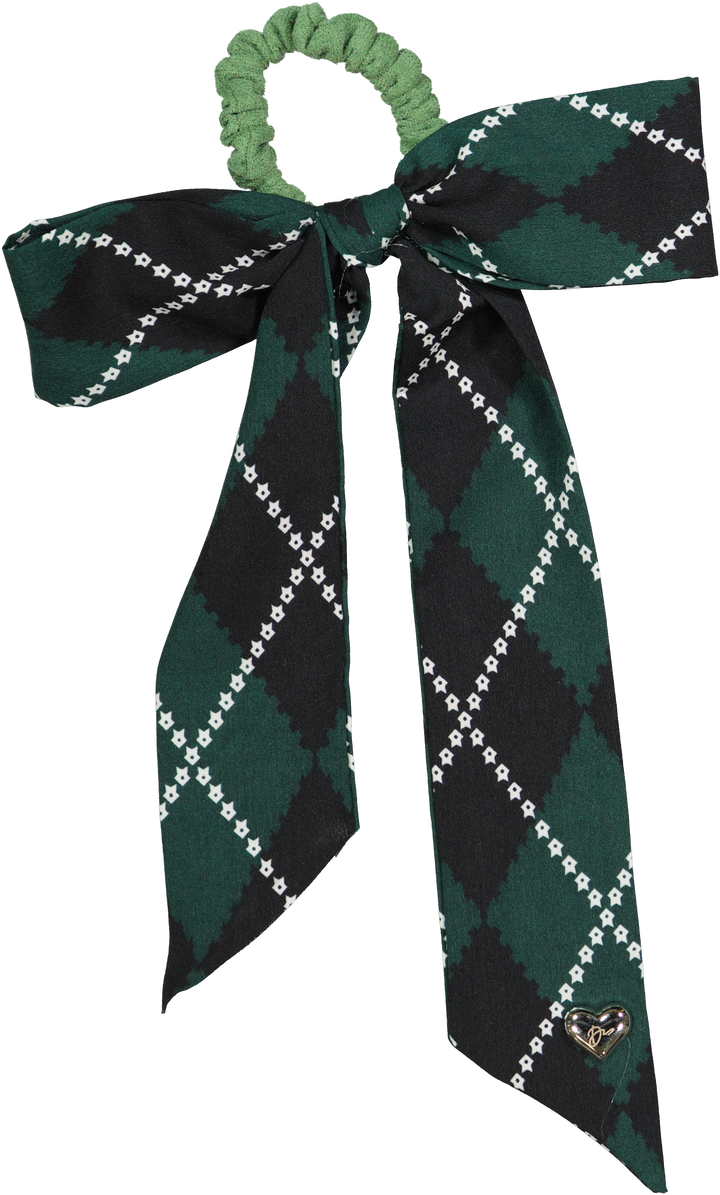 pony scrunchie argyle silk scarf bow