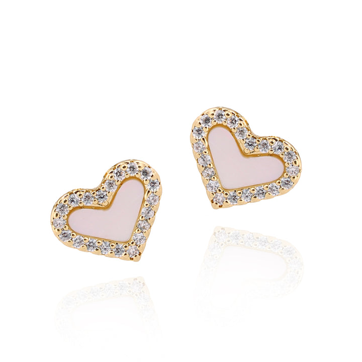 earring stud small mother of pearl heart