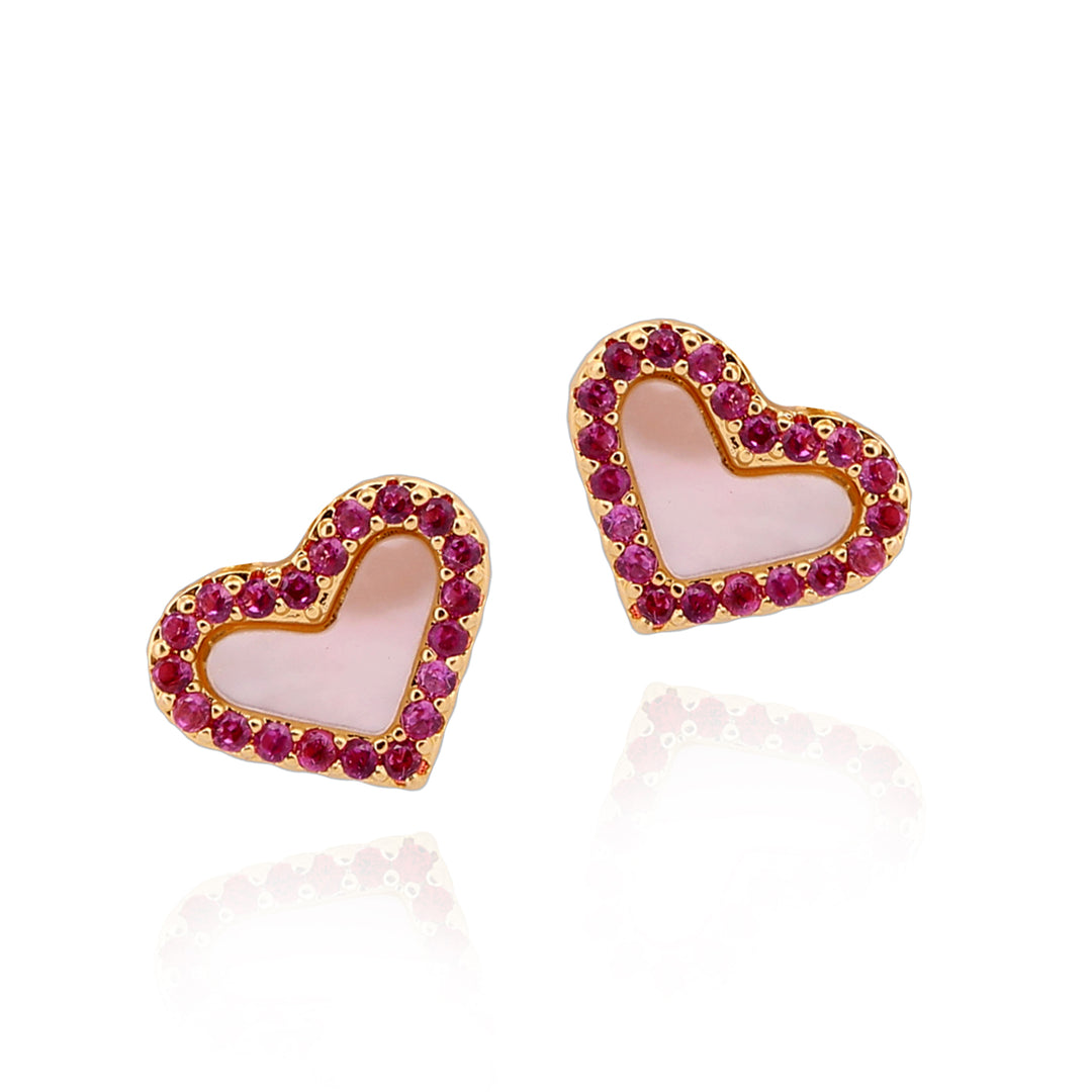 earring stud small mother of pearl heart