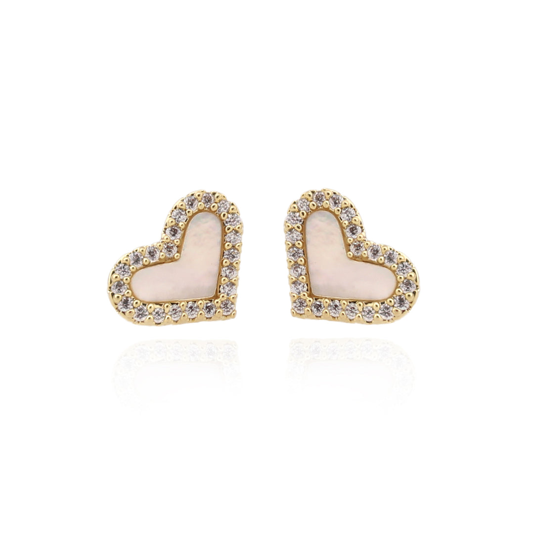 earring stud small mother of pearl heart