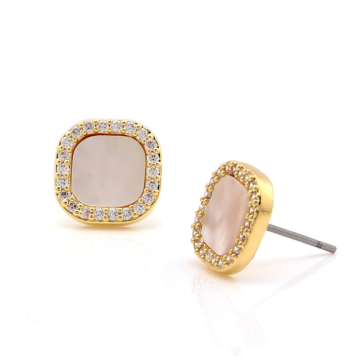 eaerring stud square cz outline mop