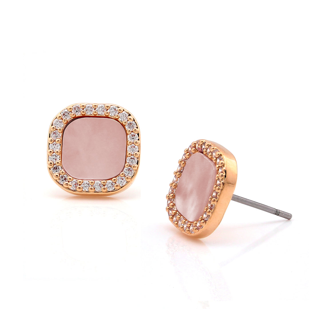 eaerring stud square cz outline mop