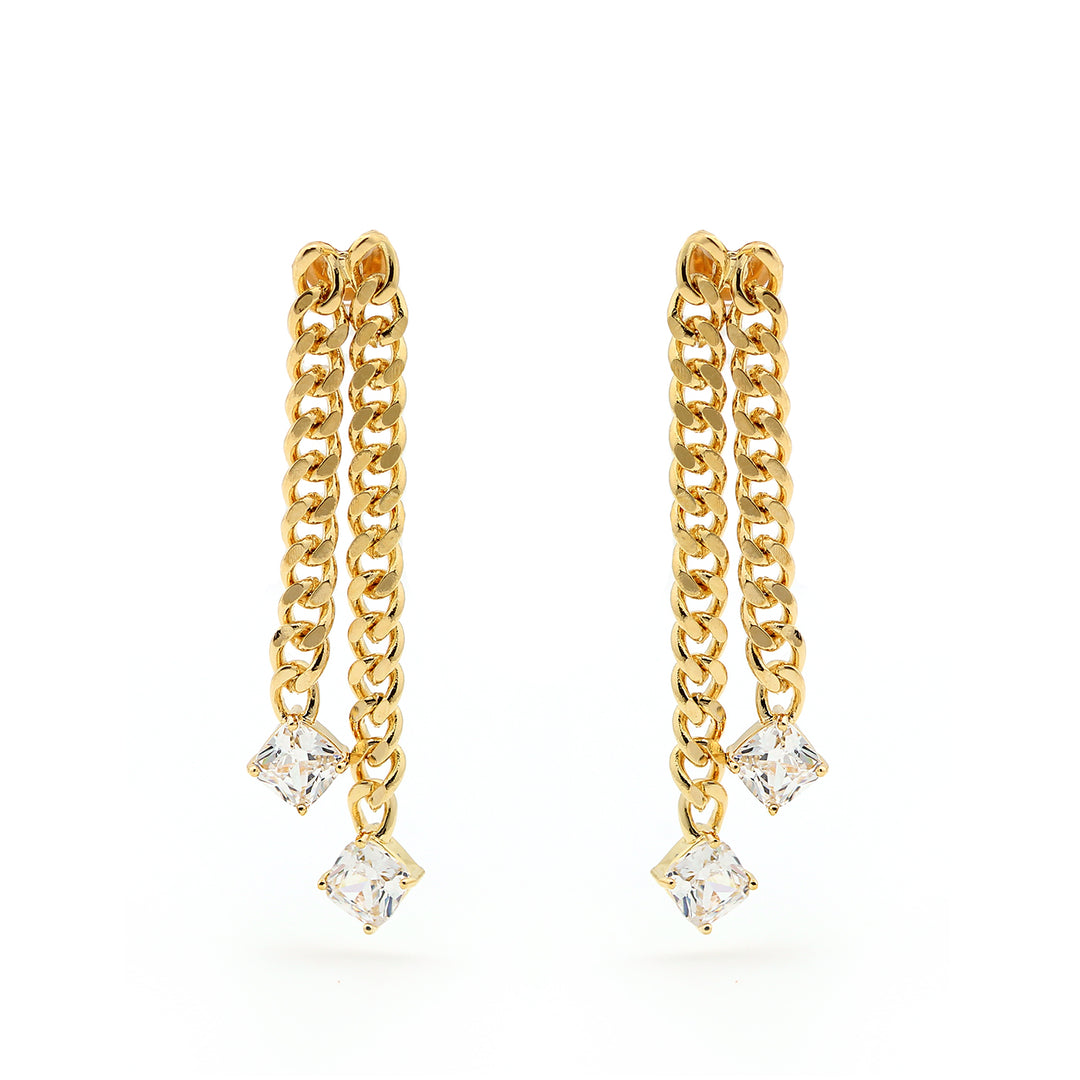 earring stud curb chain tassel