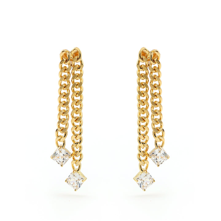 earring stud curb chain tassel