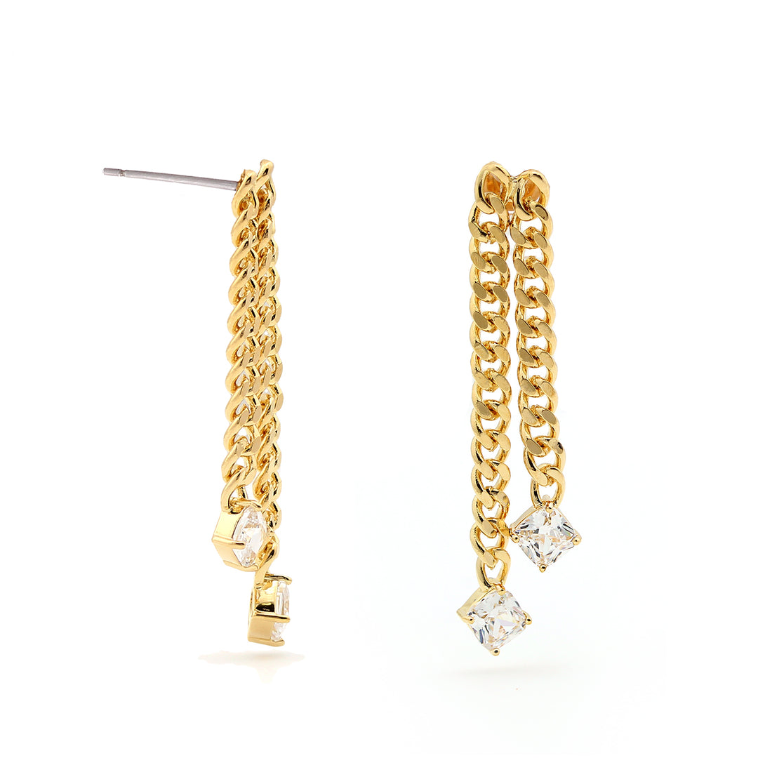 earring stud curb chain tassel