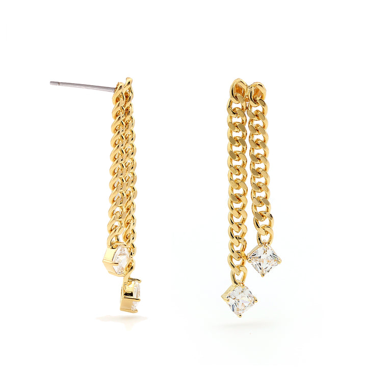 earring stud curb chain tassel