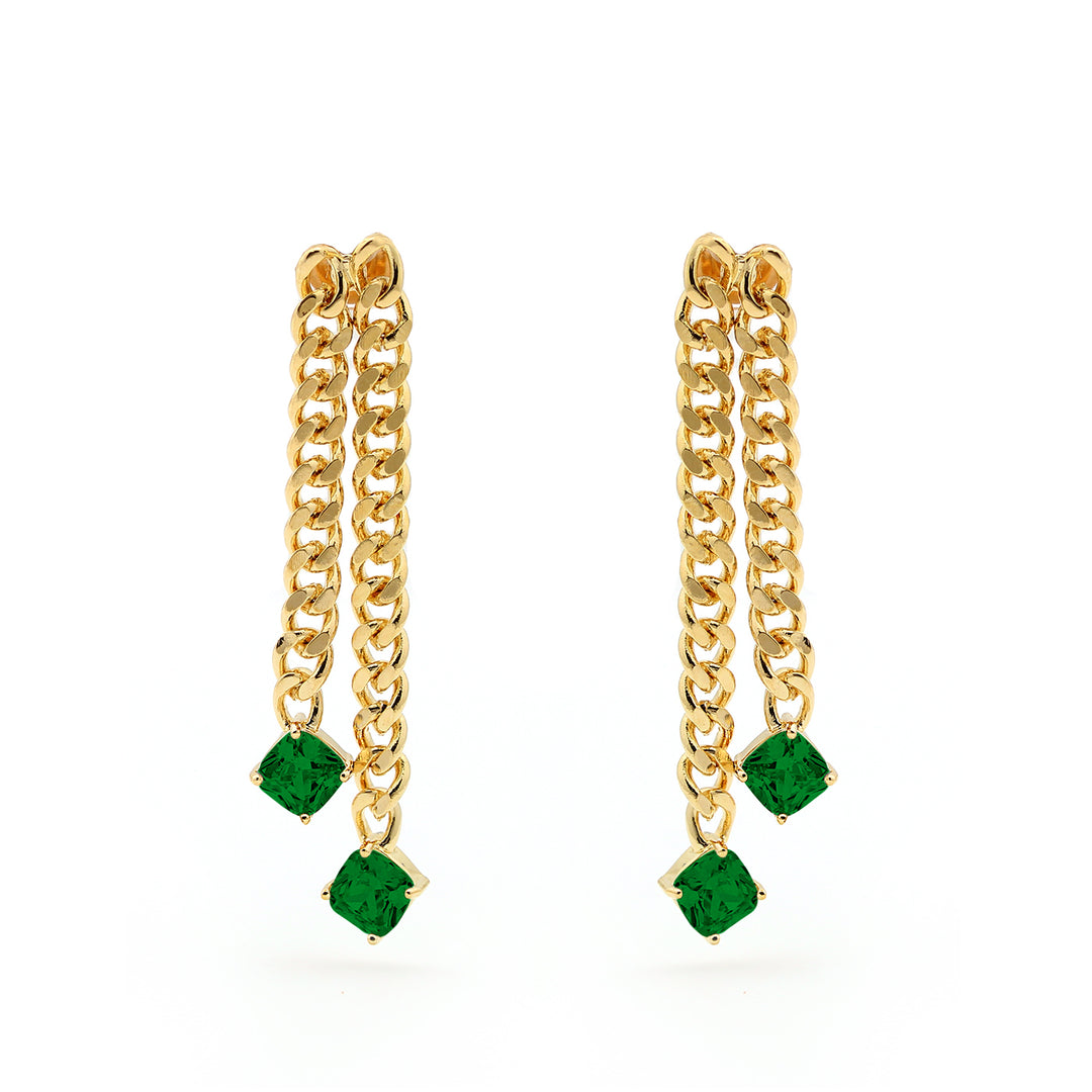 earring stud curb chain tassel