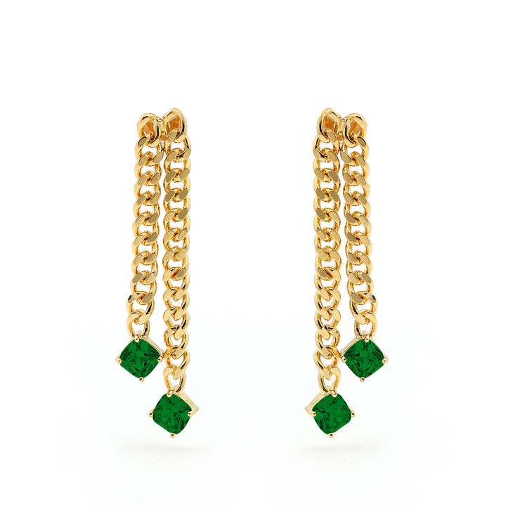 earring stud curb chain tassel
