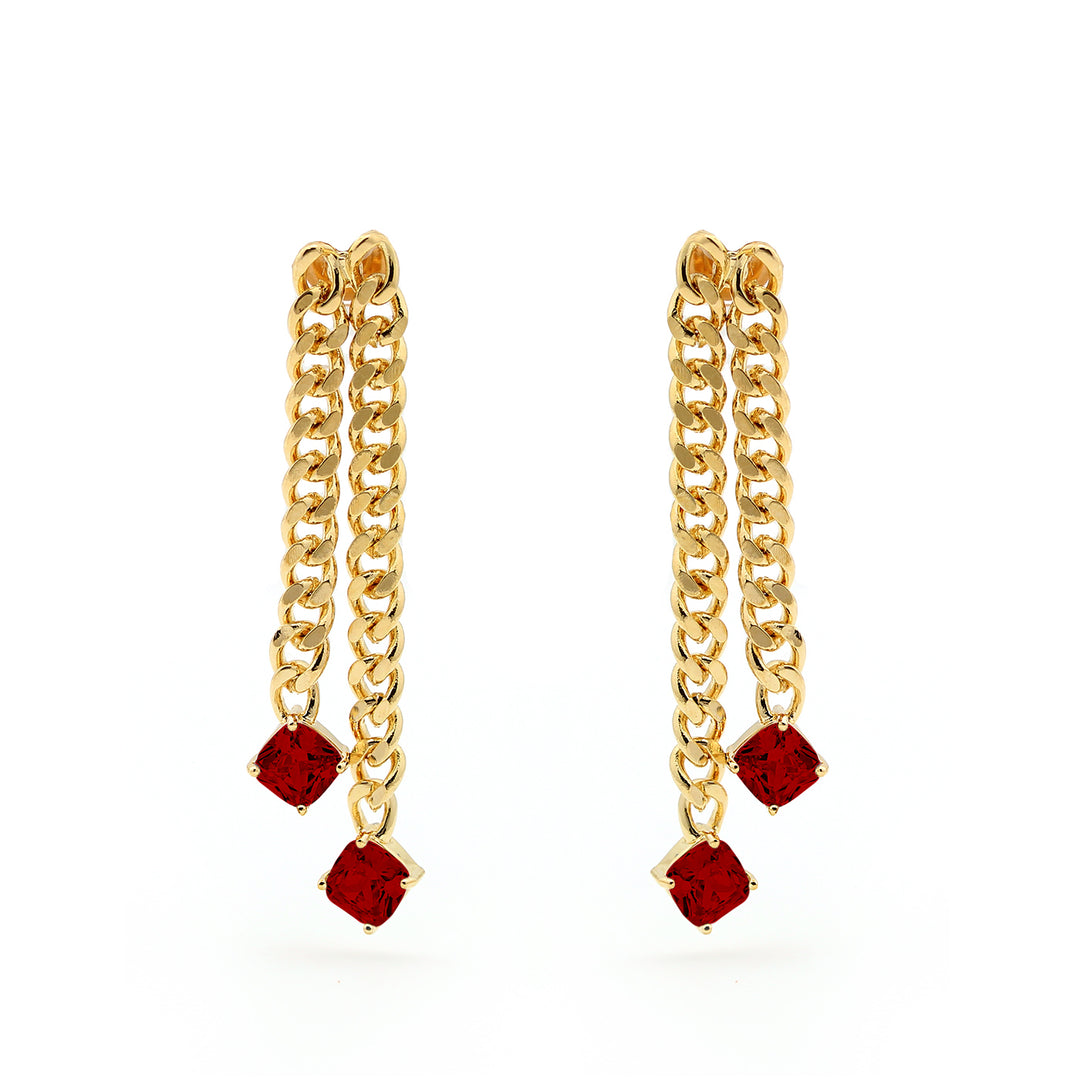 earring stud curb chain tassel