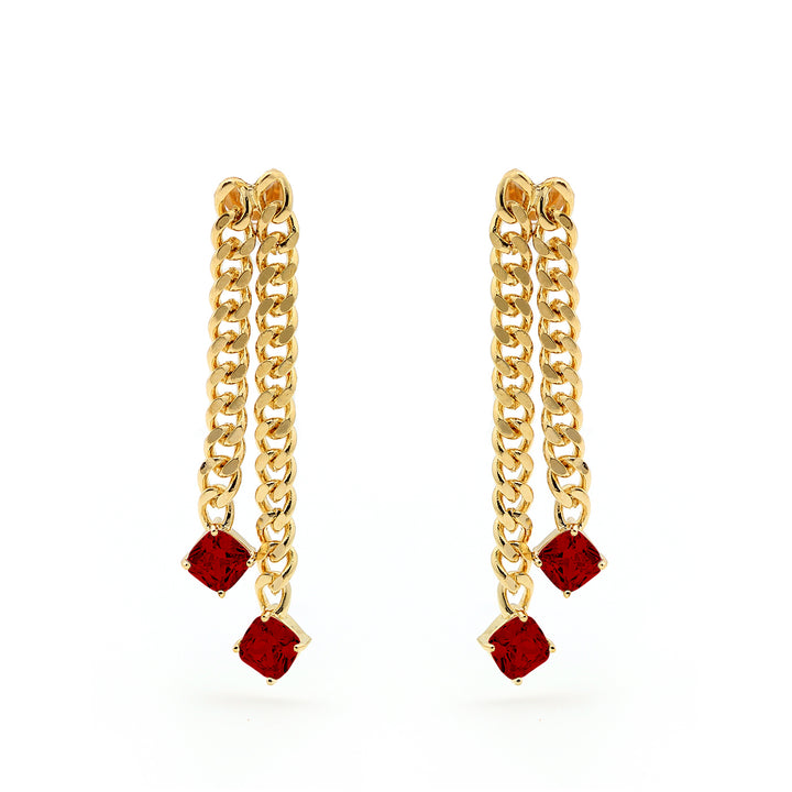earring stud curb chain tassel