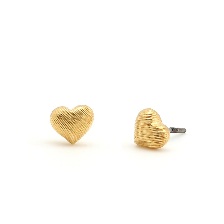 earring stud brushed puffed heart