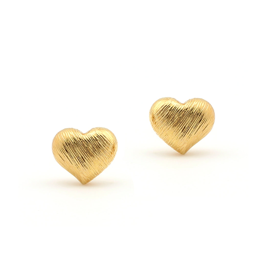 earring stud brushed puffed heart