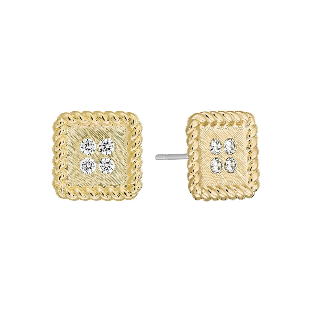earring stud brushed square button