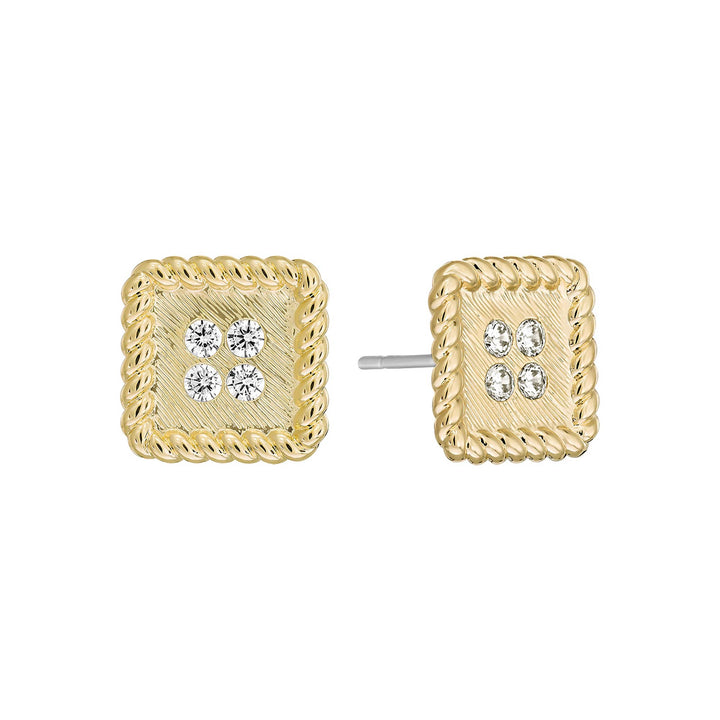 earring stud brushed square button