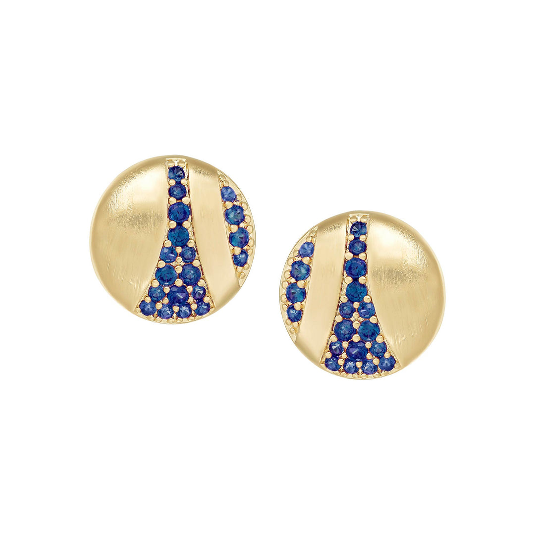 earring stud cz swish matte circle