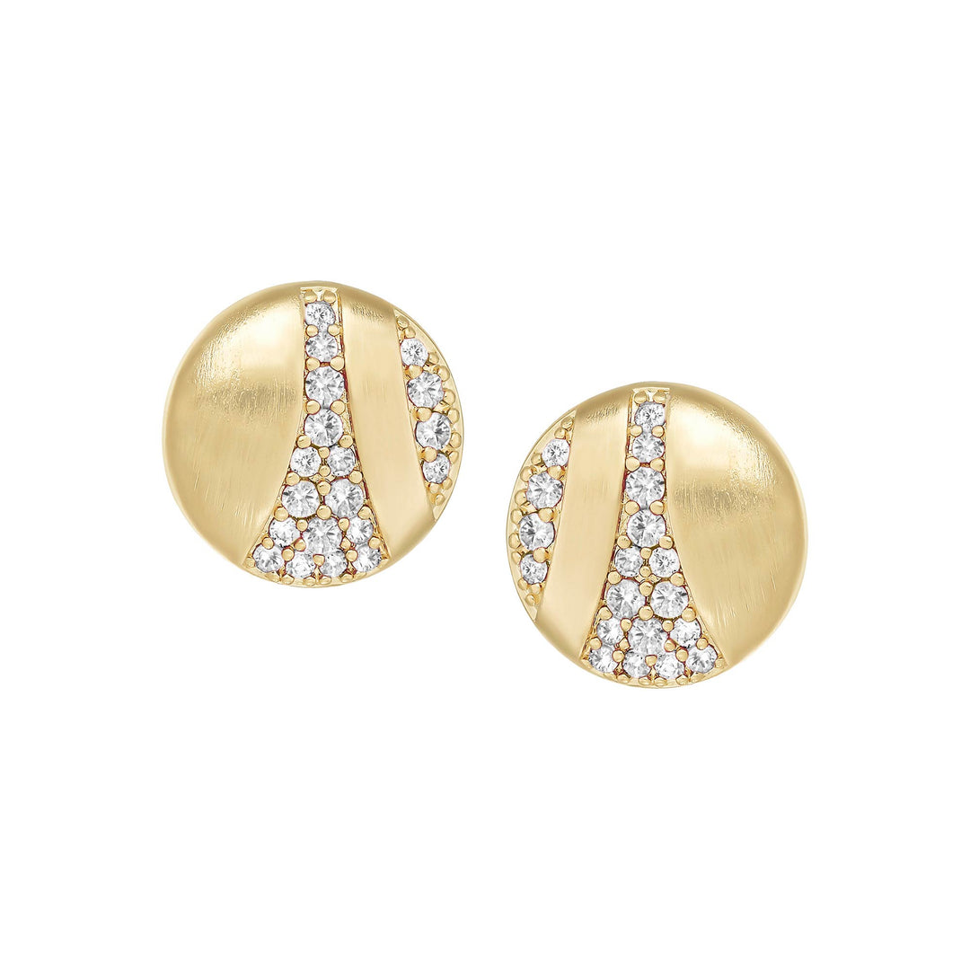 earring stud cz swish matte circle
