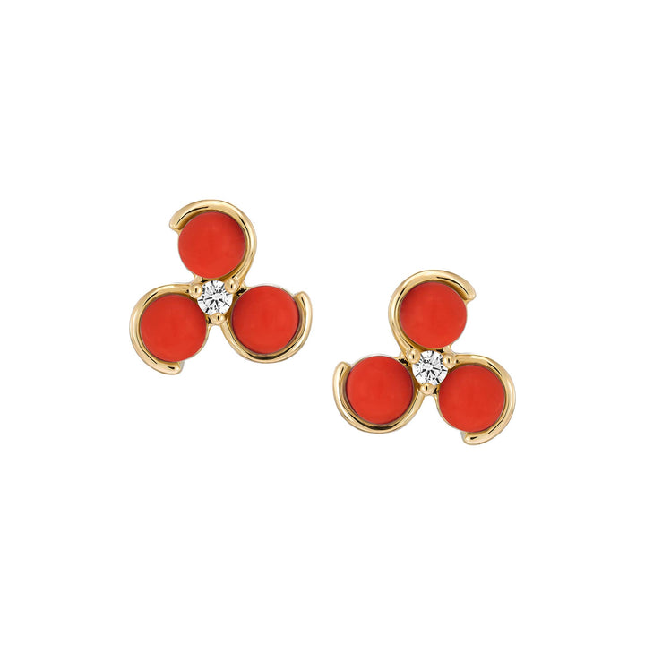 earring stud triple swirl pearl