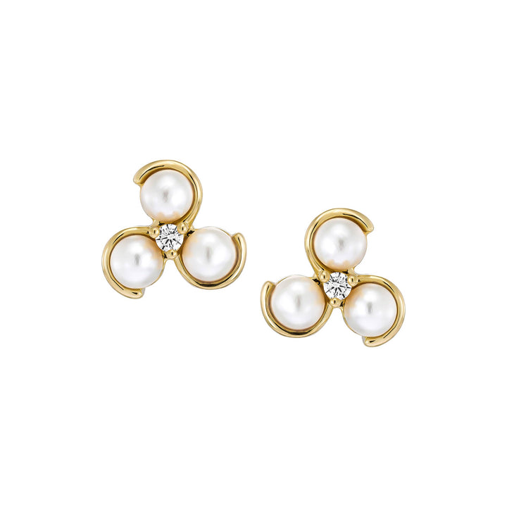 earring stud triple swirl pearl