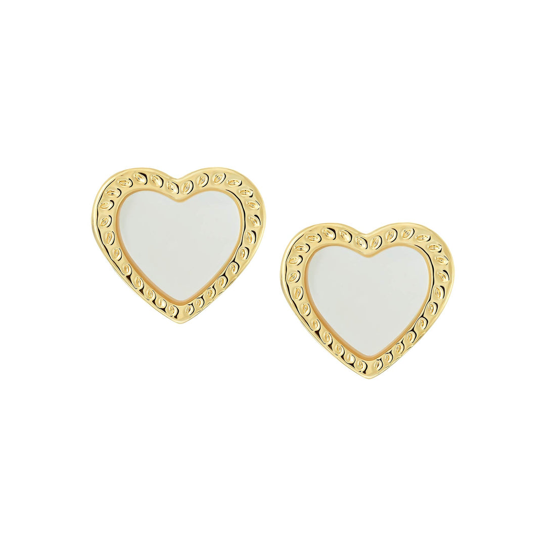 earring stud grooved frame heart