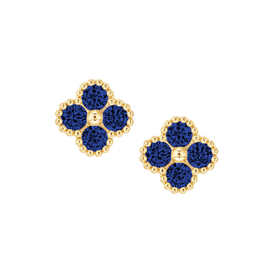 earring stud four stone clover