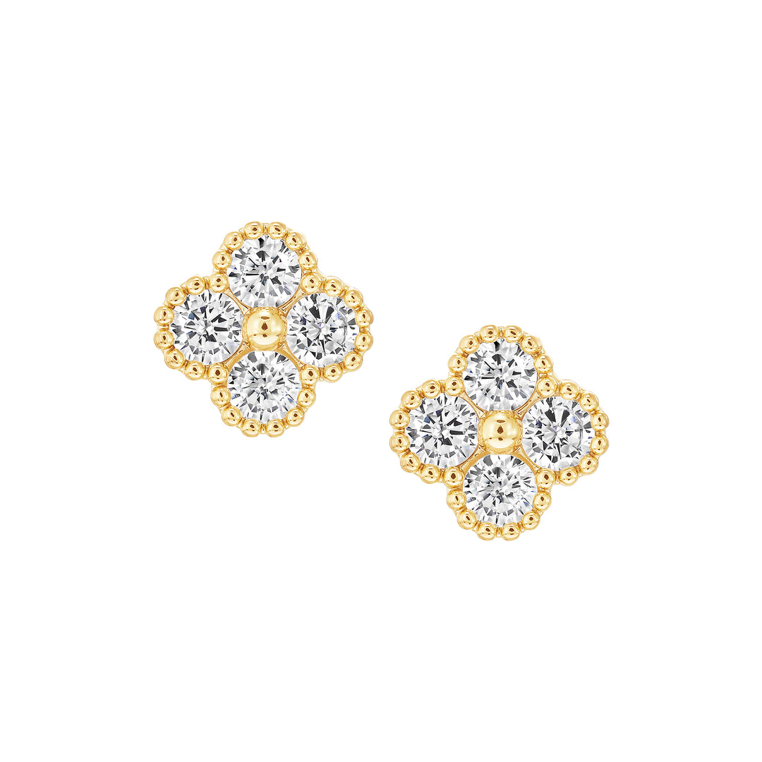 earring stud four stone clover