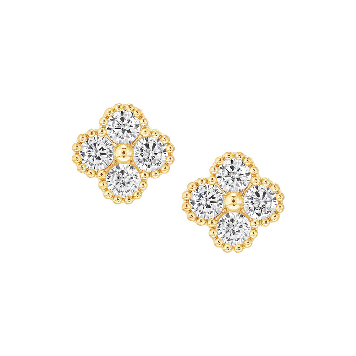 earring stud four stone clover