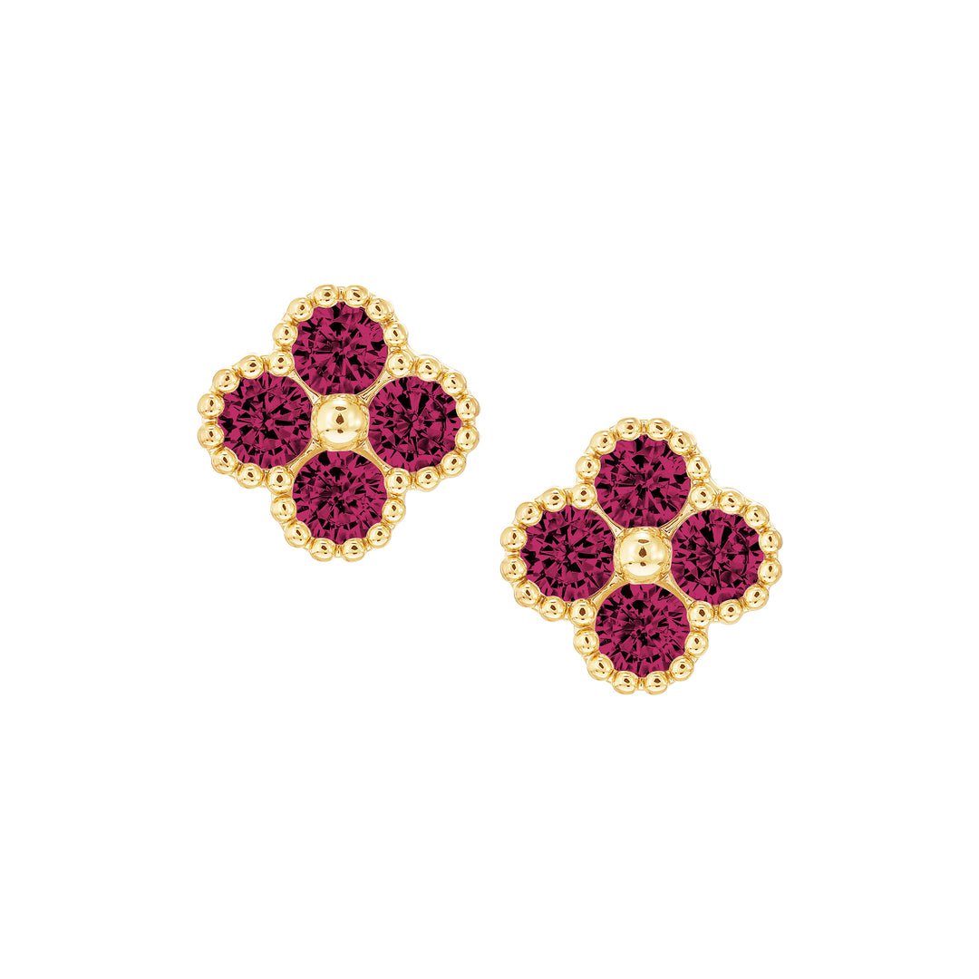 earring stud four stone clover