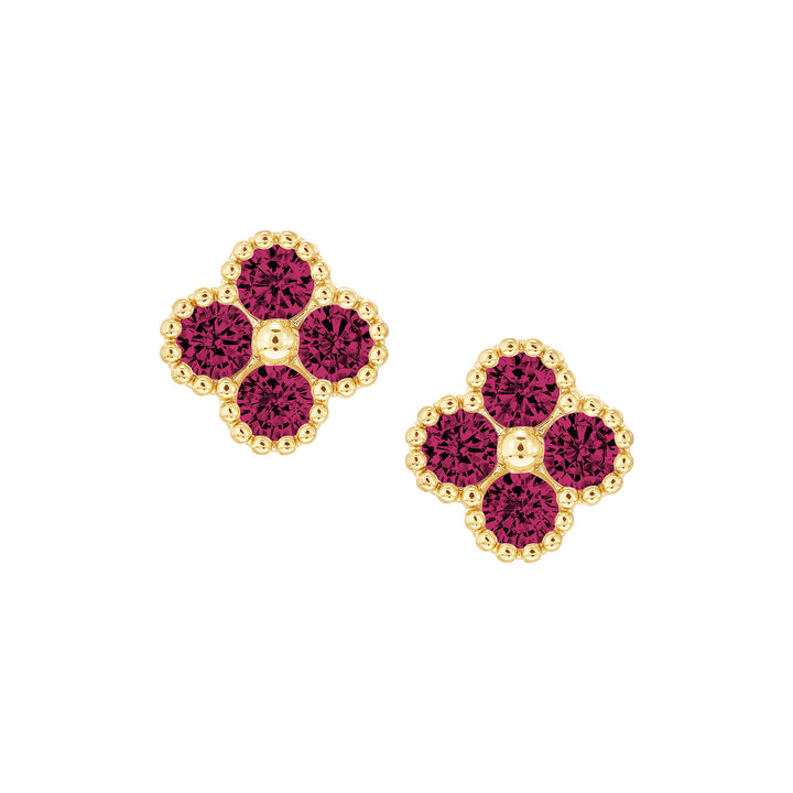 earring stud four stone clover