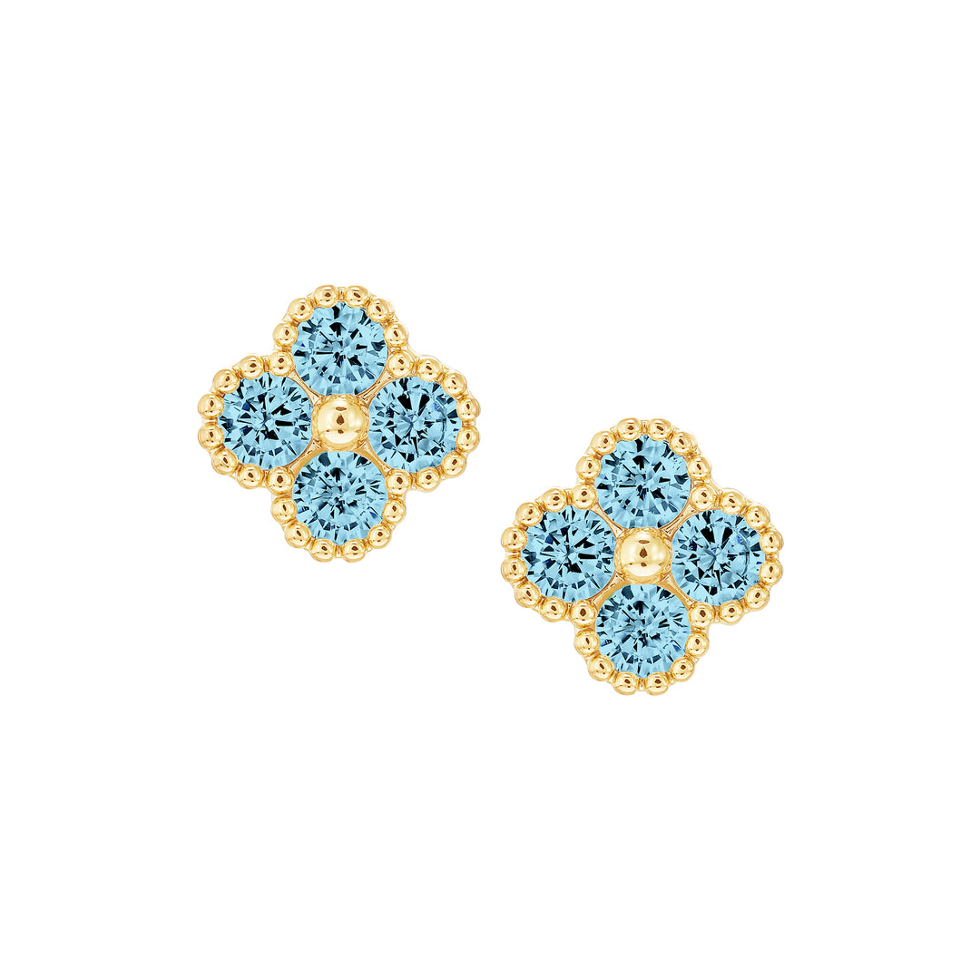 earring stud four stone clover