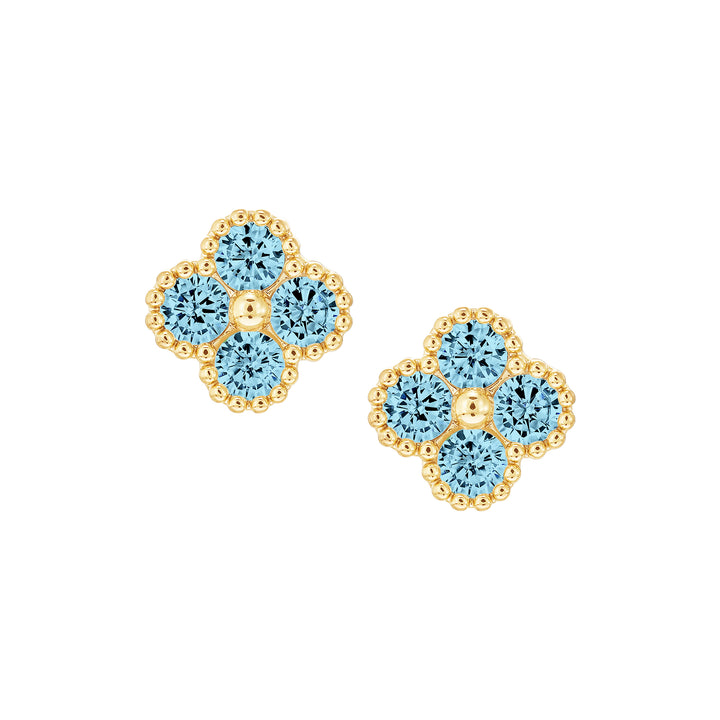earring stud four stone clover