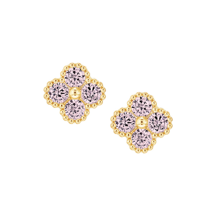 earring stud four stone clover