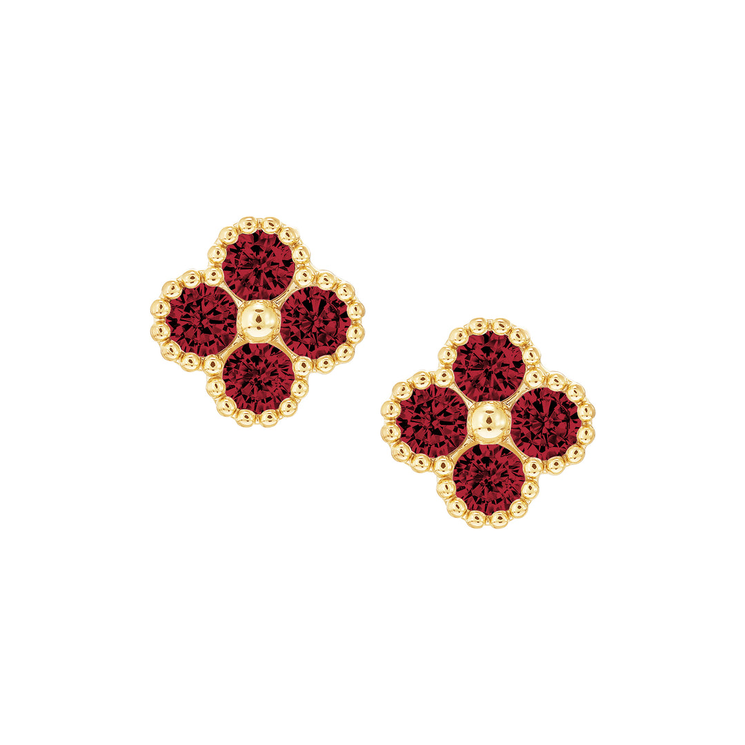 earring stud four stone clover