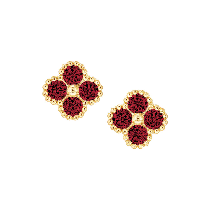 earring stud four stone clover