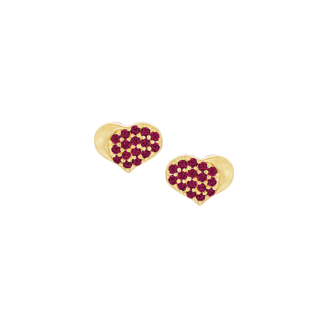 earring stud satin dipped pave heart