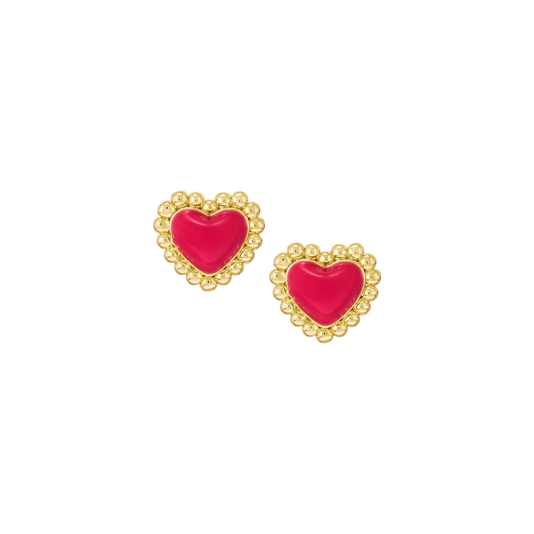 earring stud enamel puffed heart
