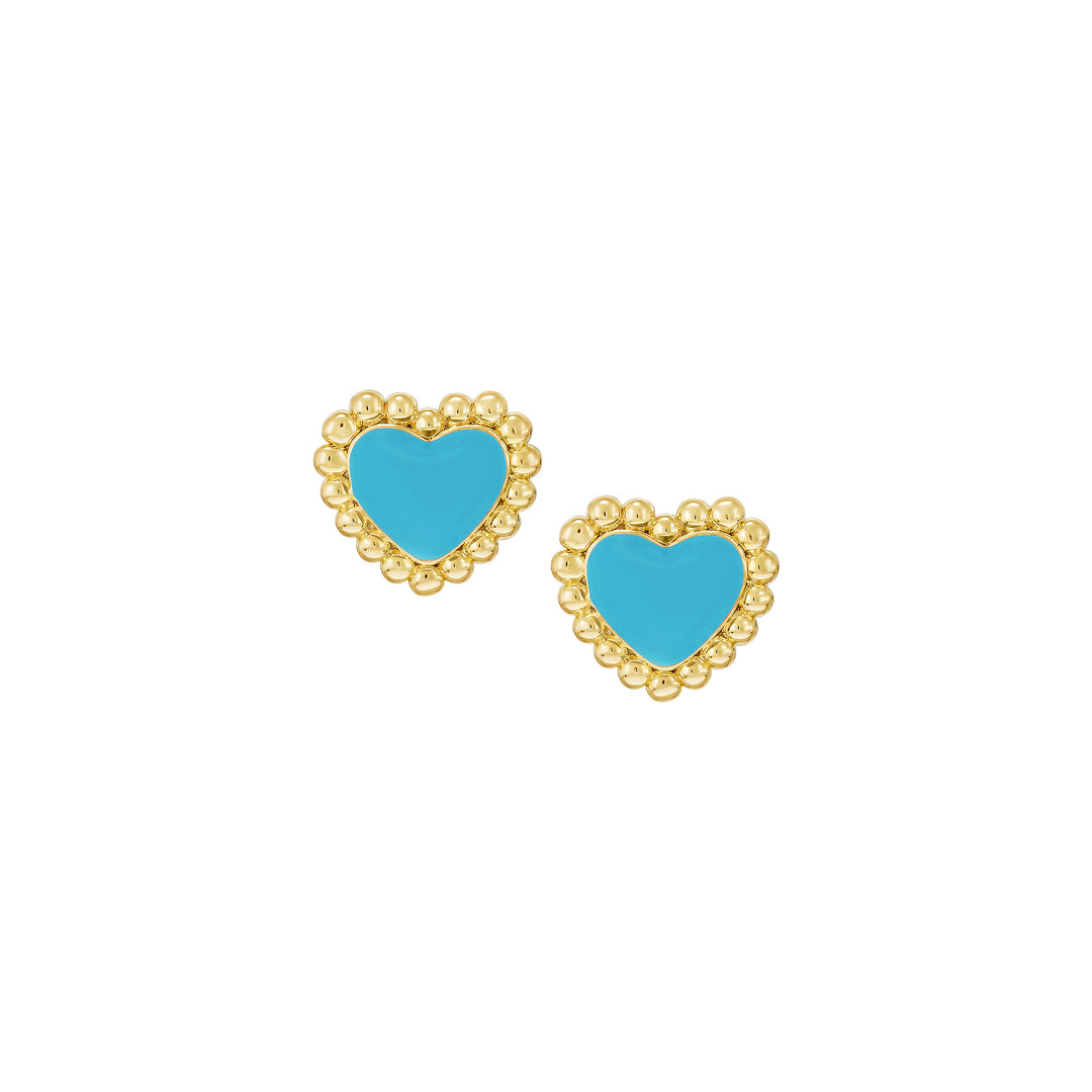 earring stud enamel puffed heart