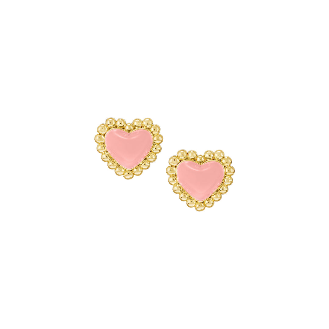 earring stud enamel puffed heart