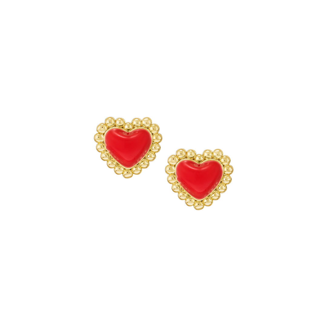 earring stud enamel puffed heart