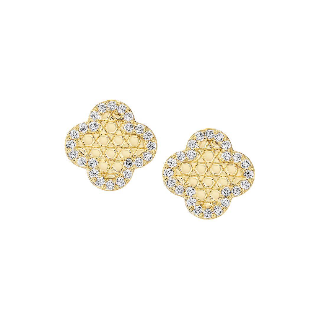 earring stud honeycomb clover