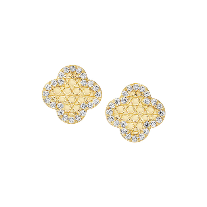earring stud honeycomb clover