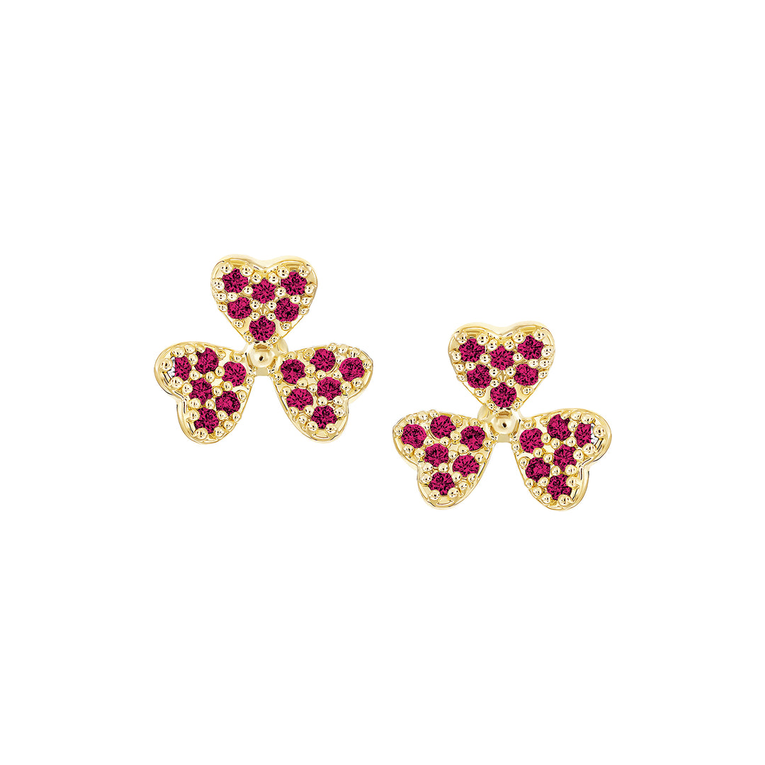 earring stud spaced petal clover