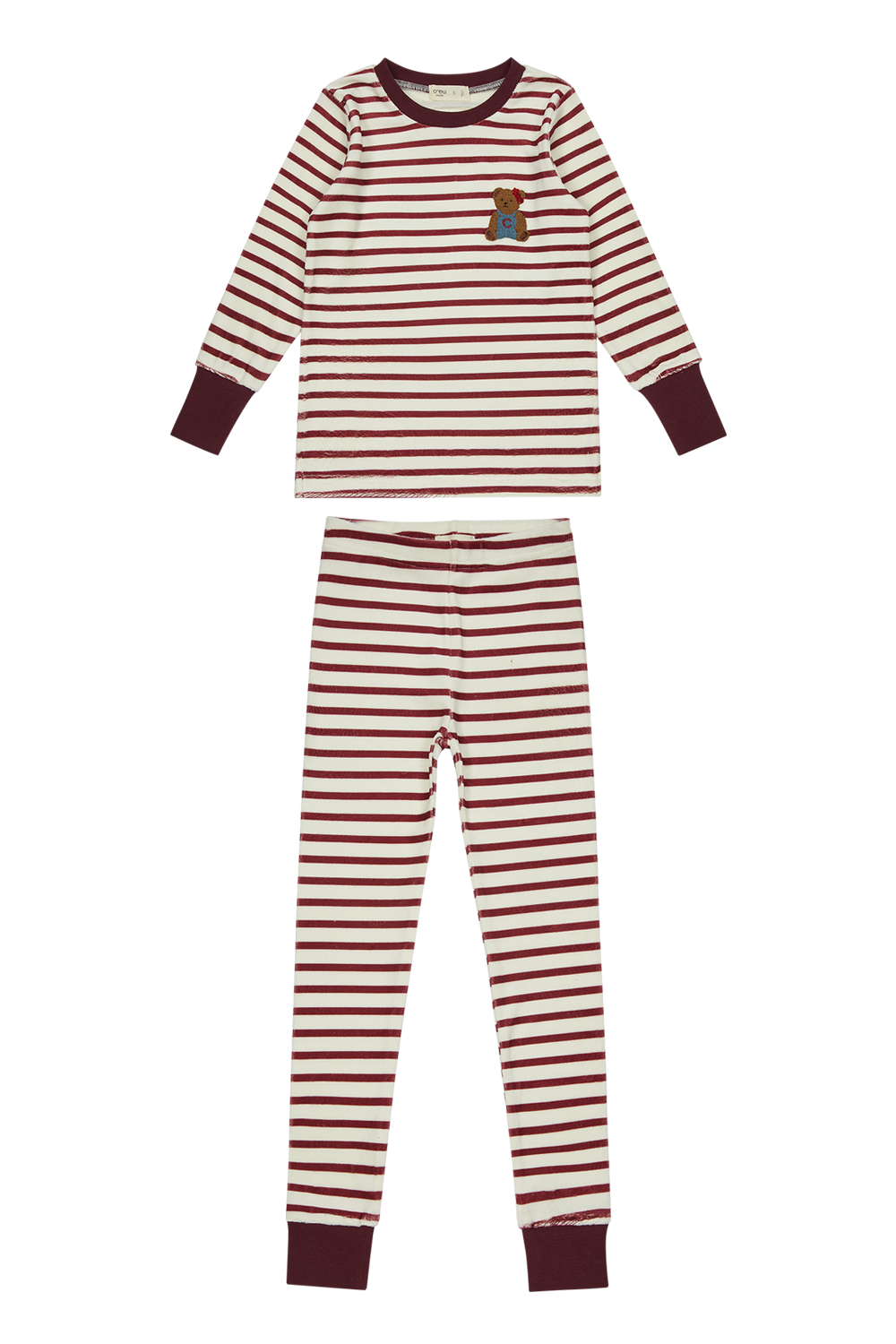 pajamas 2 piece striped teddy